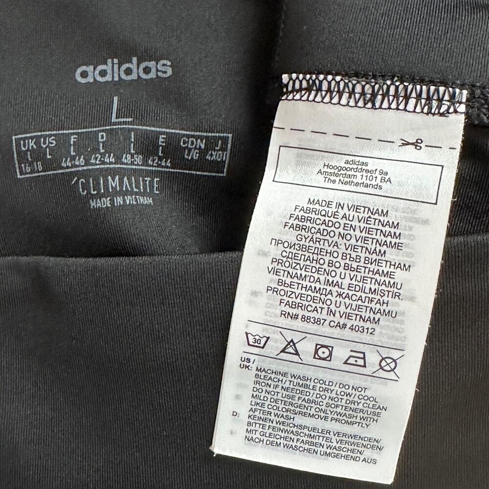 Adidas Womens Climalite Athletic Leggings Sz Large 3 Stripes Fitness Sports EUC - Picture 7 of 7